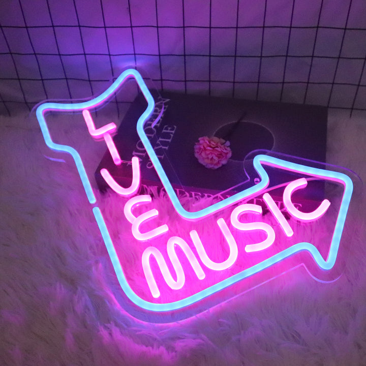 Live Music Neon Sign Business Neon Light Music Studio Decor