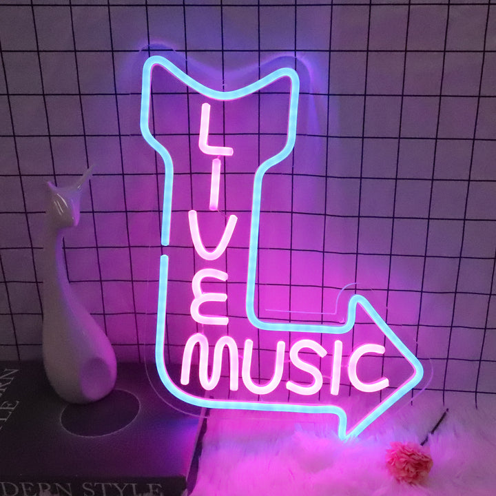 Live Music Neon Sign Business Neon Light Music Studio Decor