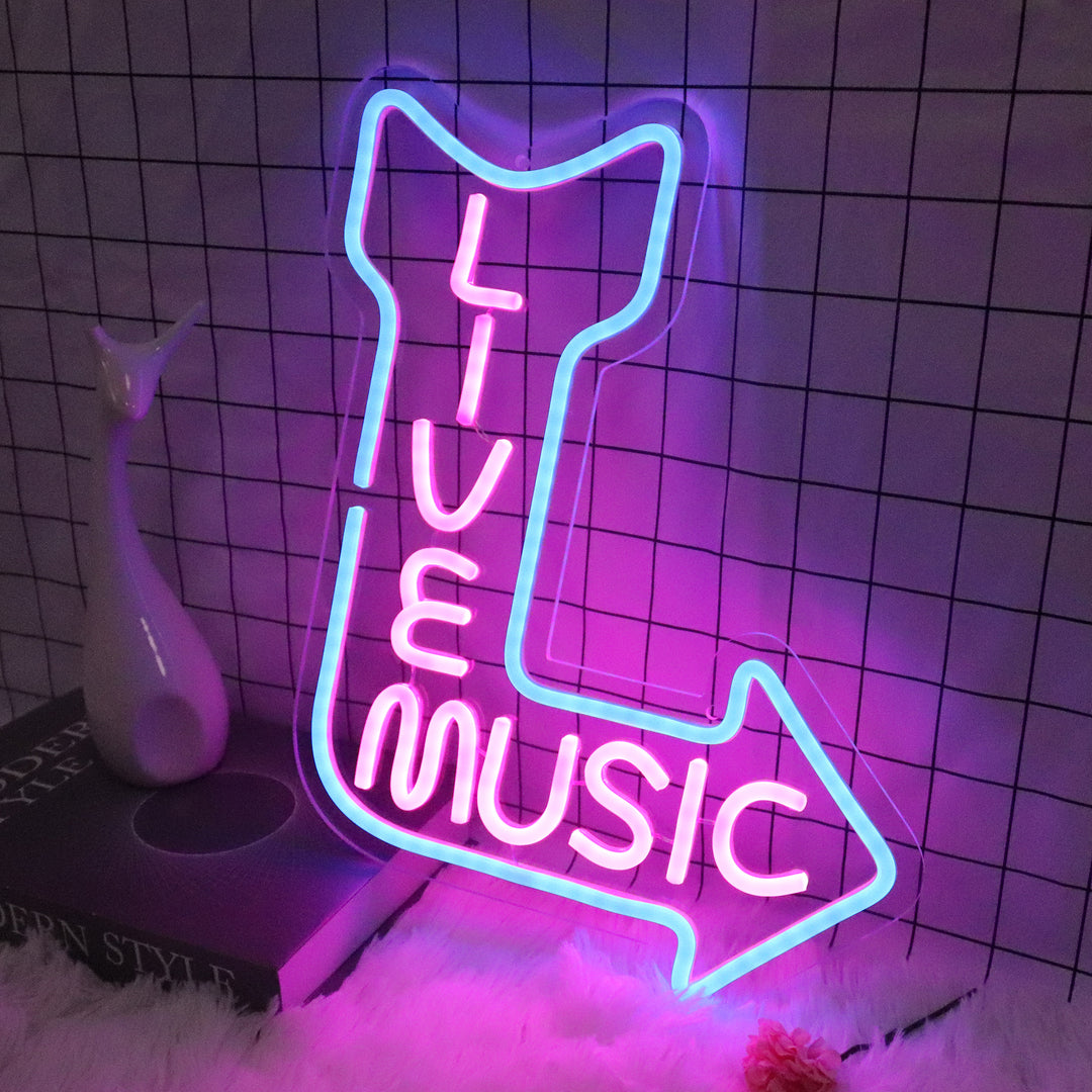 Live Music Neon Sign Business Neon Light Music Studio Decor