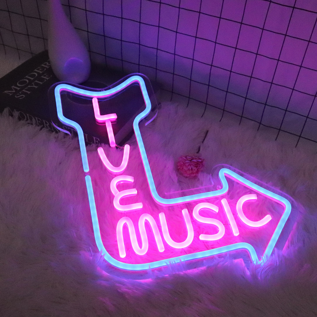 Live Music Neon Sign Business Neon Light Music Studio Decor