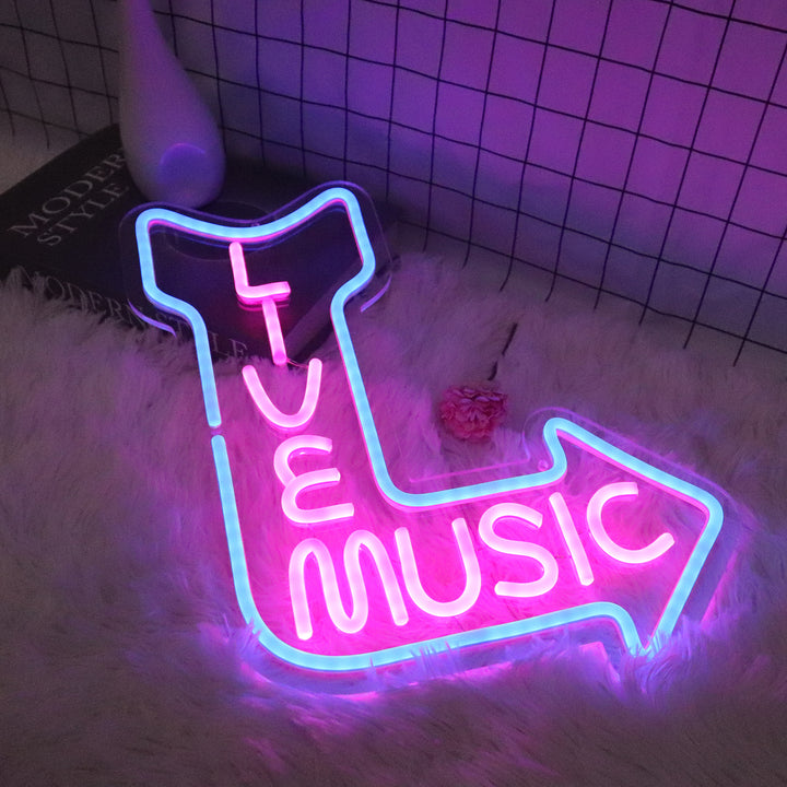 Live Music Neon Sign Business Neon Light Music Studio Decor