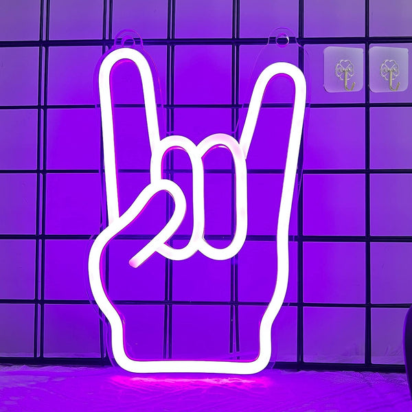 Rock On Hand Neon Sign Business Neon Light Music Gesture Neon Sign
