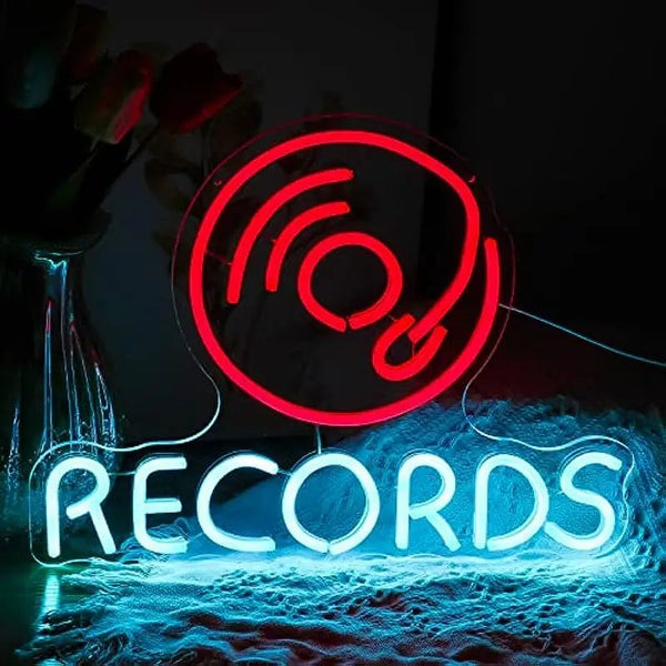 Vinyl Records Neon Sign Live Music LED Sign Business Neon Light