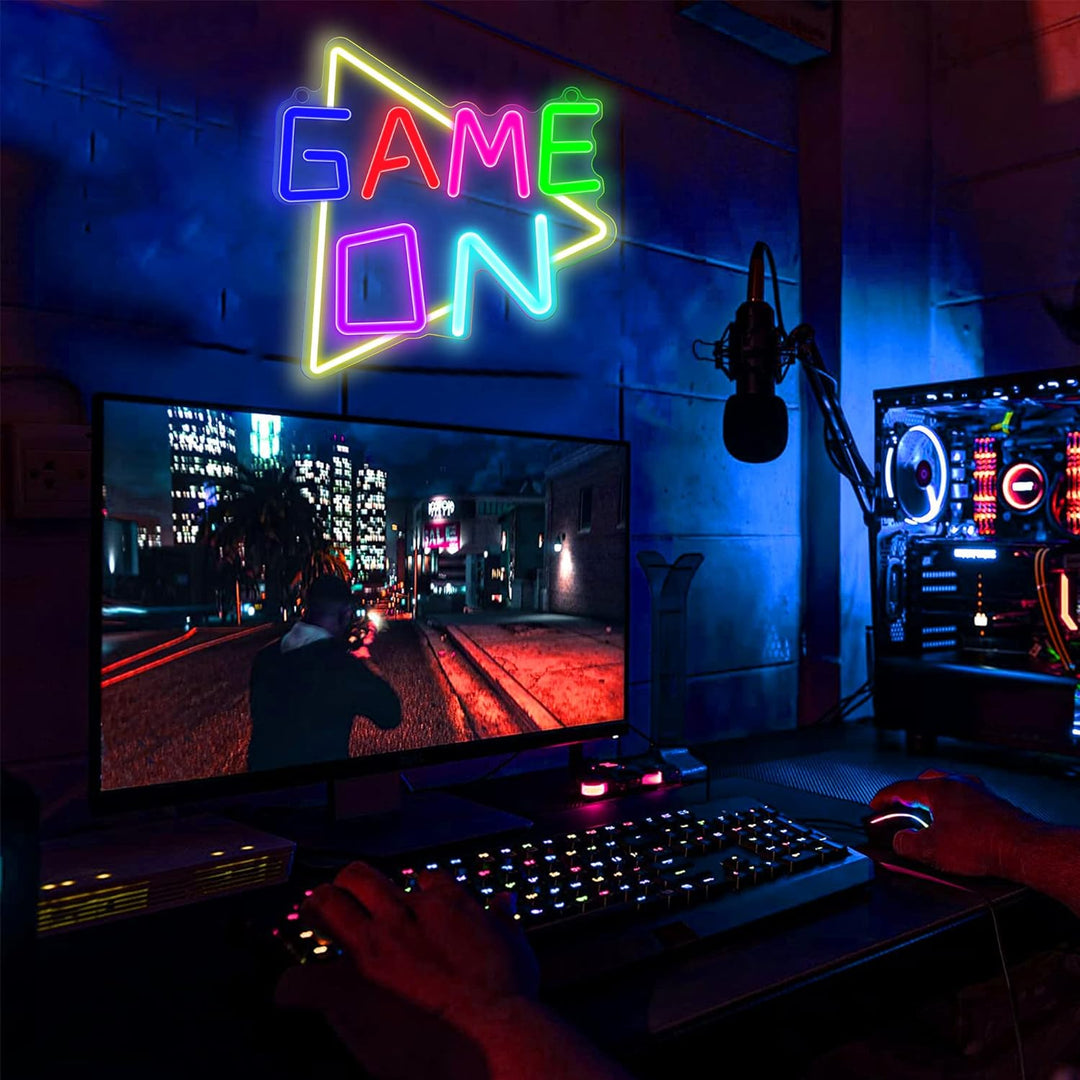 Game On Neon Sign, Custom Neon Light, Game Room Decor