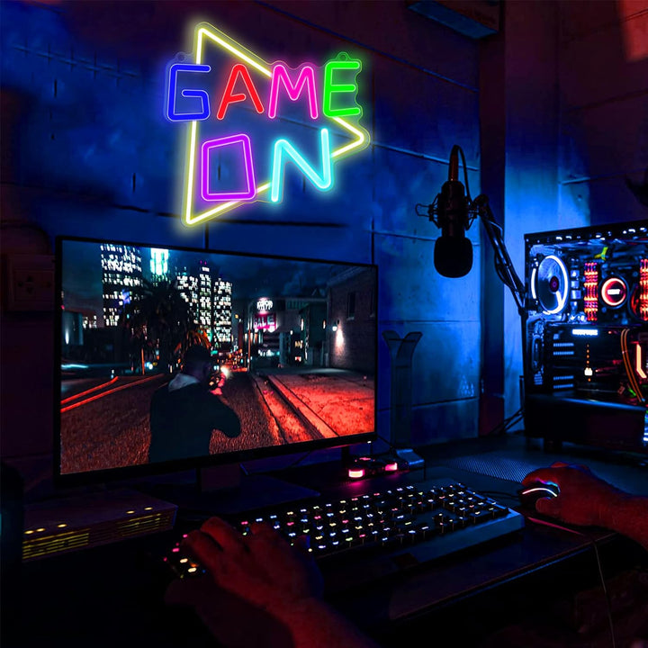 Game On Neon Sign, Custom Neon Light, Game Room Decor