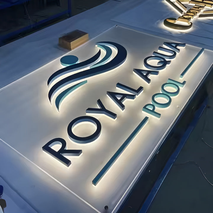 Custom 3D Metal Signage with Backing Board, Salon Logo Sign, Backlit Business Signs, Illuminated Letter Sign