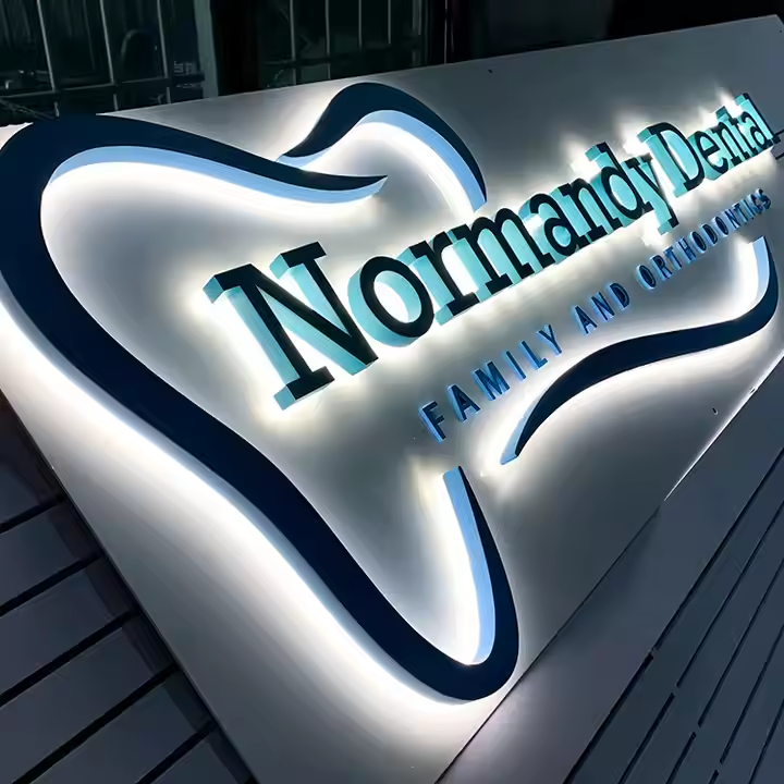 Custom 3D Metal Signage with Backing Board, Salon Logo Sign, Backlit Business Signs, Illuminated Letter Sign