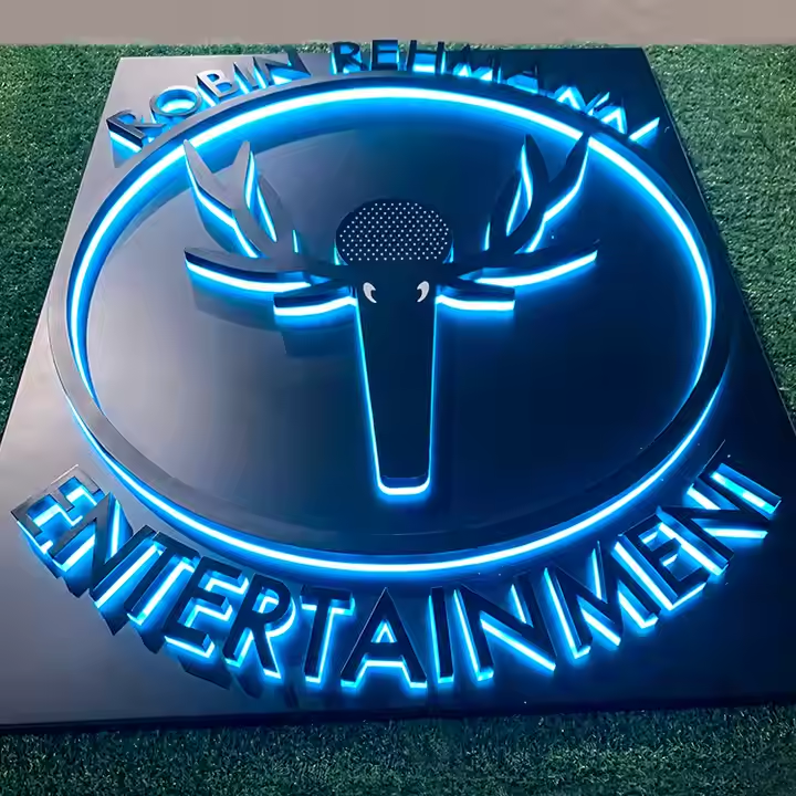 Custom 3D Metal Signage with Backing Board, Salon Logo Sign, Backlit Business Signs, Illuminated Letter Sign