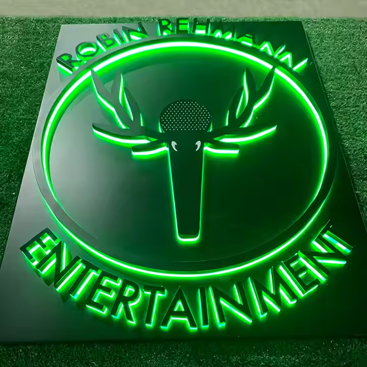 Custom 3D Metal Signage with Backing Board, Salon Logo Sign, Backlit Business Signs, Illuminated Letter Sign