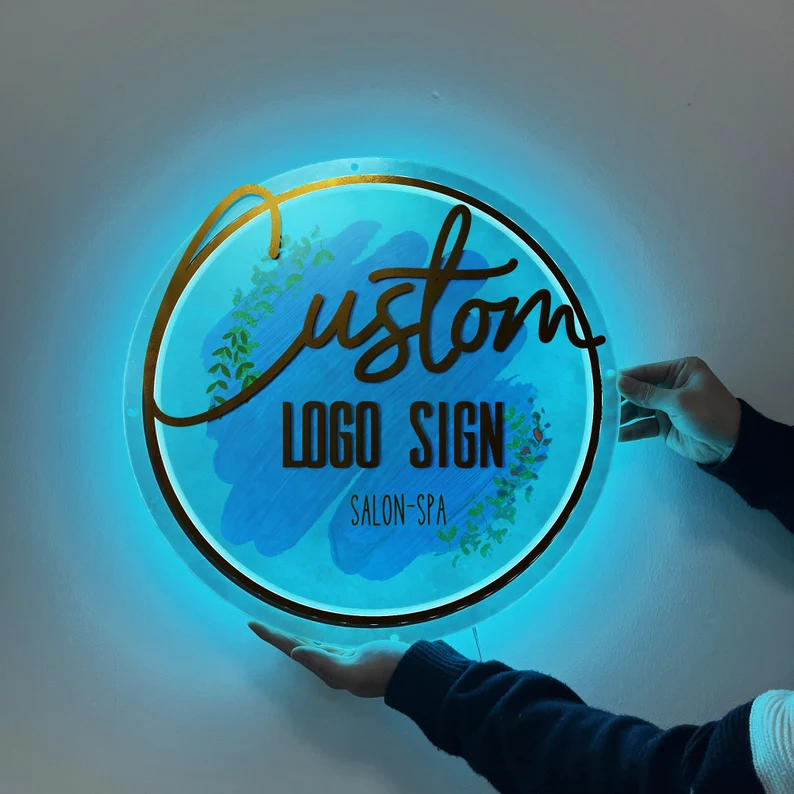 Custom Acrylic Backlit Signs, Beauty Salon Shop Decor, LED Neon Acrylic Sign, Spa Decor Sign