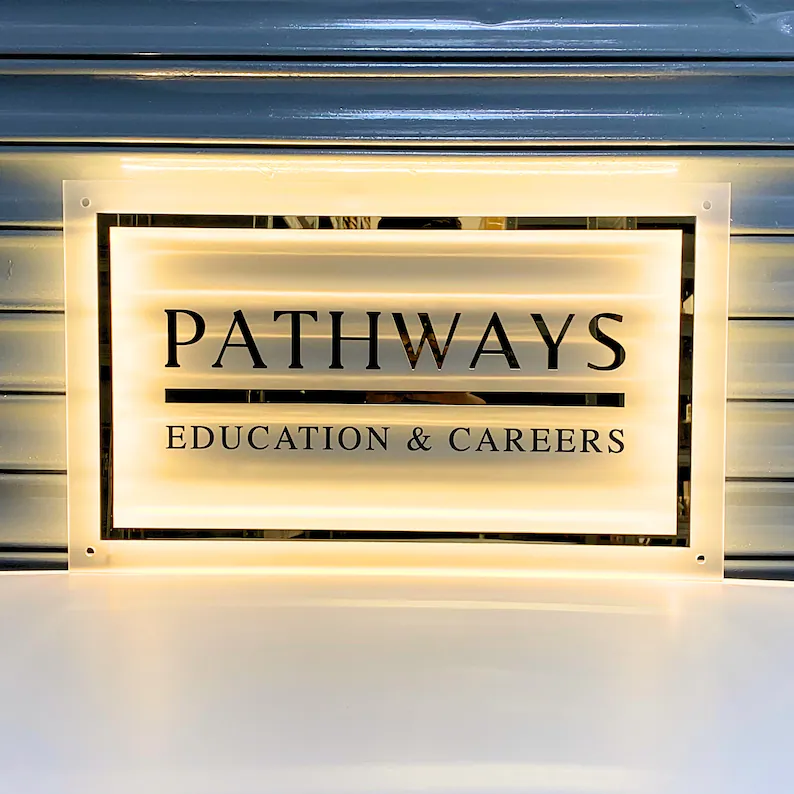 3D Rectangular Backlit Business Sign Wall, Custom LED logo Sign, Backlit Logo Sign, Light Up Sign, Salon Backlit Sign, Office Wall Sign