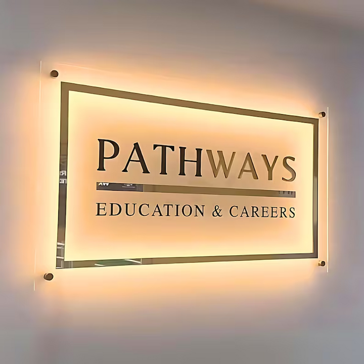 3D Rectangular Backlit Business Sign Wall, Custom LED logo Sign, Backlit Logo Sign, Light Up Sign, Salon Backlit Sign, Office Wall Sign