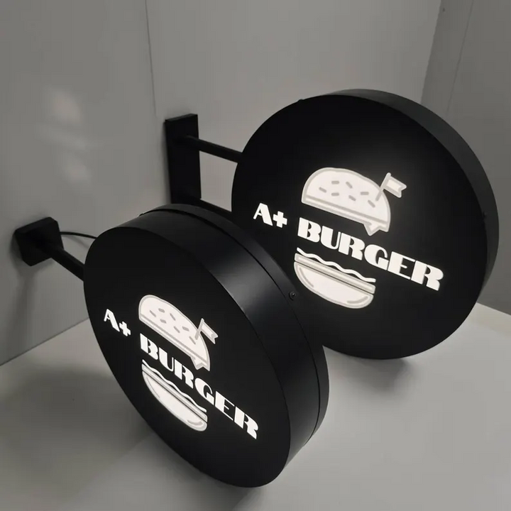 Personalized Double - Two Sided Round Sign - Custom Storefront & Café Sign - Illuminated Light Box Option Available