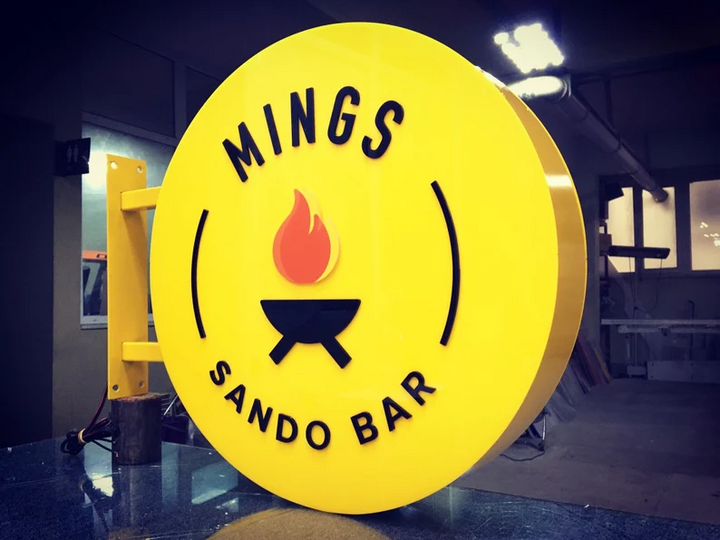 Personalized Double - Two Sided Round Sign - Custom Storefront & Café Sign - Illuminated Light Box Option Available