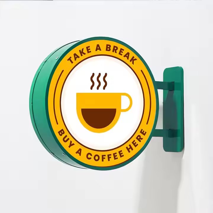 Personalized Double - Two Sided Round Sign - Custom Storefront & Café Sign - Illuminated Light Box Option Available