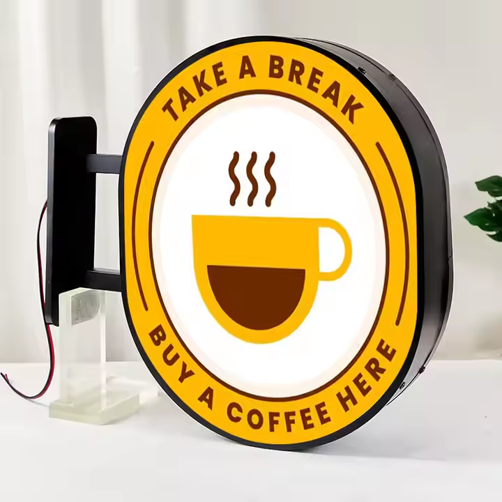 Personalized Double - Two Sided Round Sign - Custom Storefront & Café Sign - Illuminated Light Box Option Available