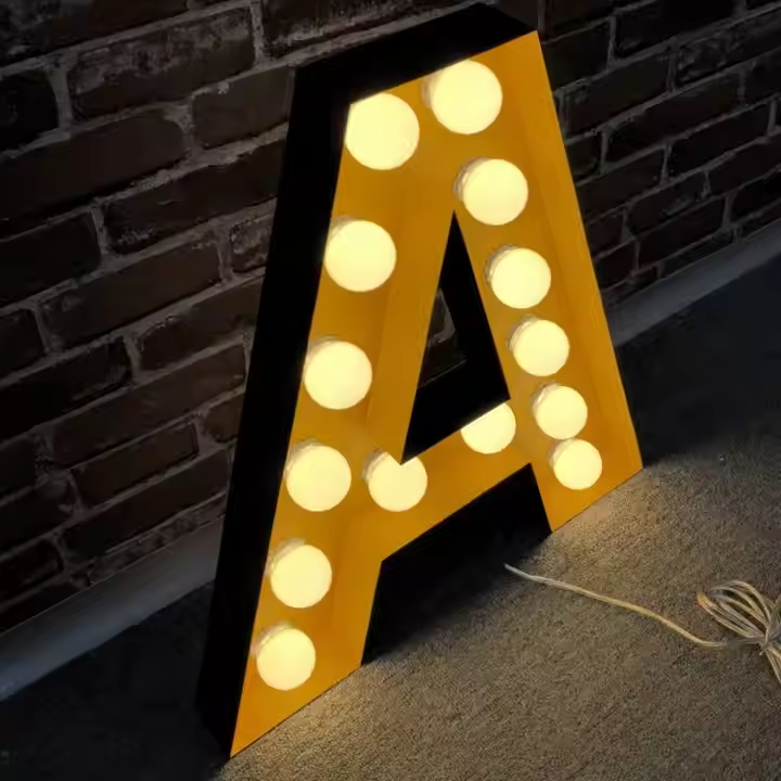 Custom LED Metal Marquee Letters, Vintage Light Bulb Letter Sign, Metal Marquee Word Light
