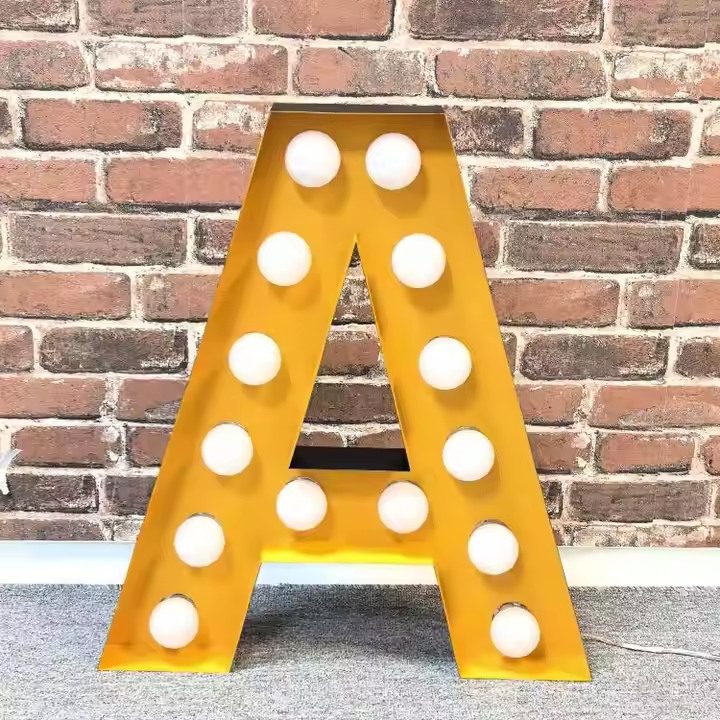 Custom LED Metal Marquee Letters, Vintage Light Bulb Letter Sign, Metal Marquee Word Light