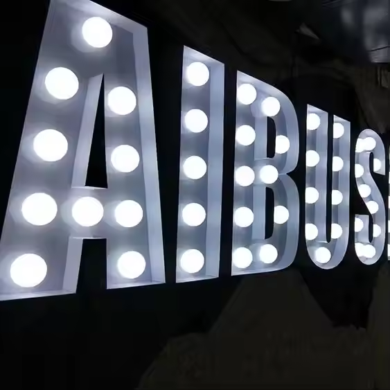 Custom LED Metal Marquee Letters, Vintage Light Bulb Letter Sign, Metal Marquee Word Light