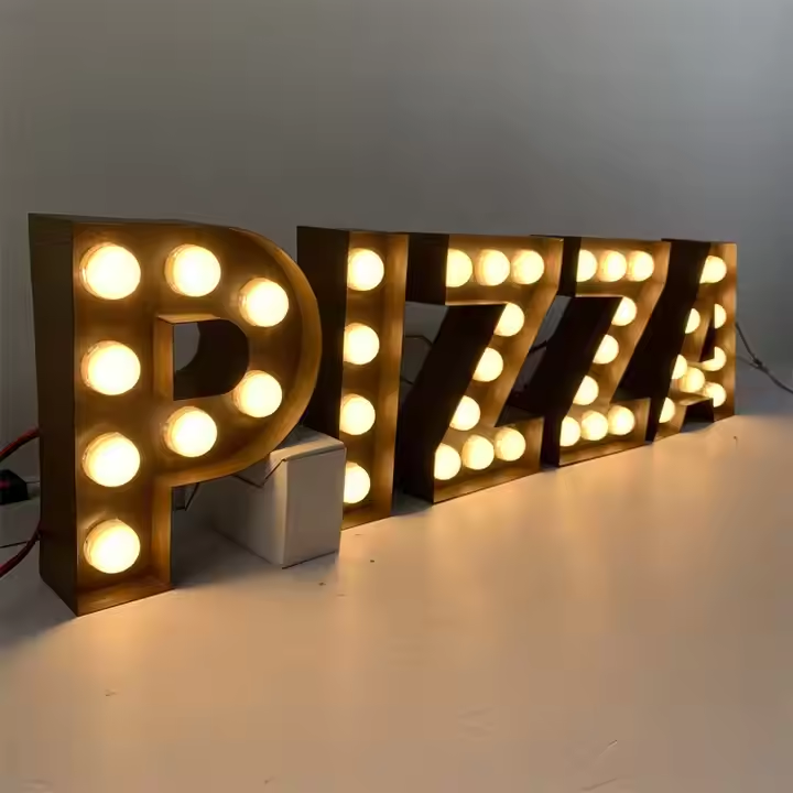 Custom LED Metal Marquee Letters, Vintage Light Bulb Letter Sign, Metal Marquee Word Light