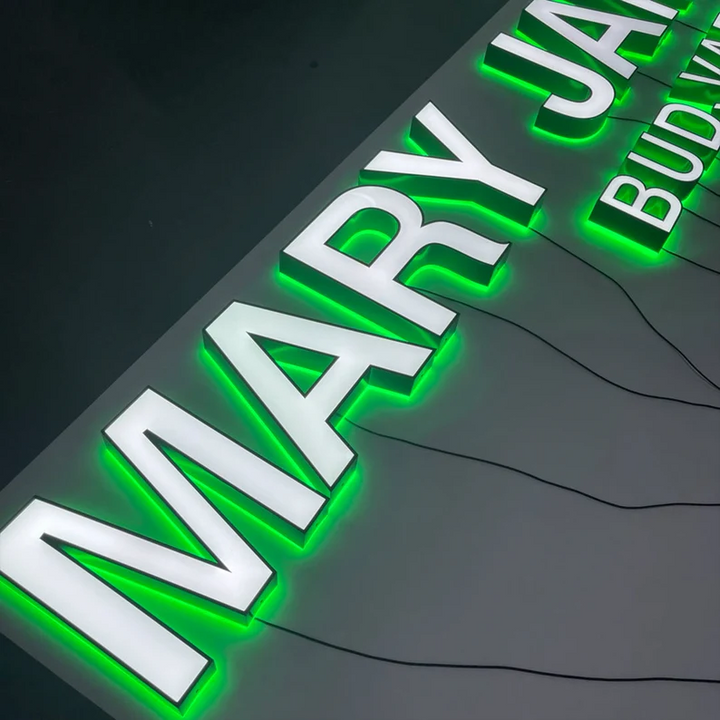 Custom Front and Back Lit Illuminated Letters, Outdoor Business Sign, Backlit Building Sign, Commercial Logo