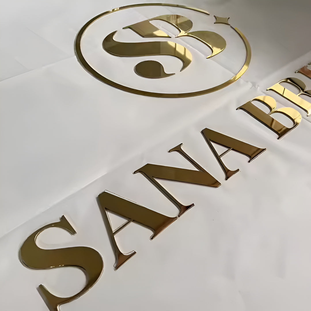 Laser Cut Logo Sign, Brushed Metal Business Letter, Beauty SPA Sign, Office Sign for Wall, Reception Logo,