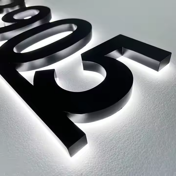 Logo Sign For Business, 3D Metal Sign, Backlit Office Sign, Halo illuminated Sign, Large Metal Wall Letters