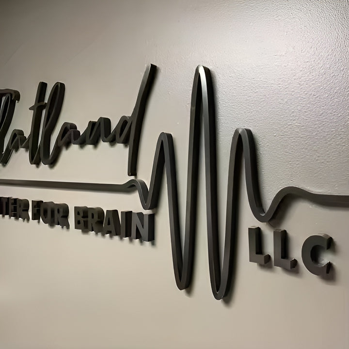 Laser Cut Logo Sign, Brushed Metal Business Letter, Beauty SPA Sign, Office Sign for Wall, Reception Logo,