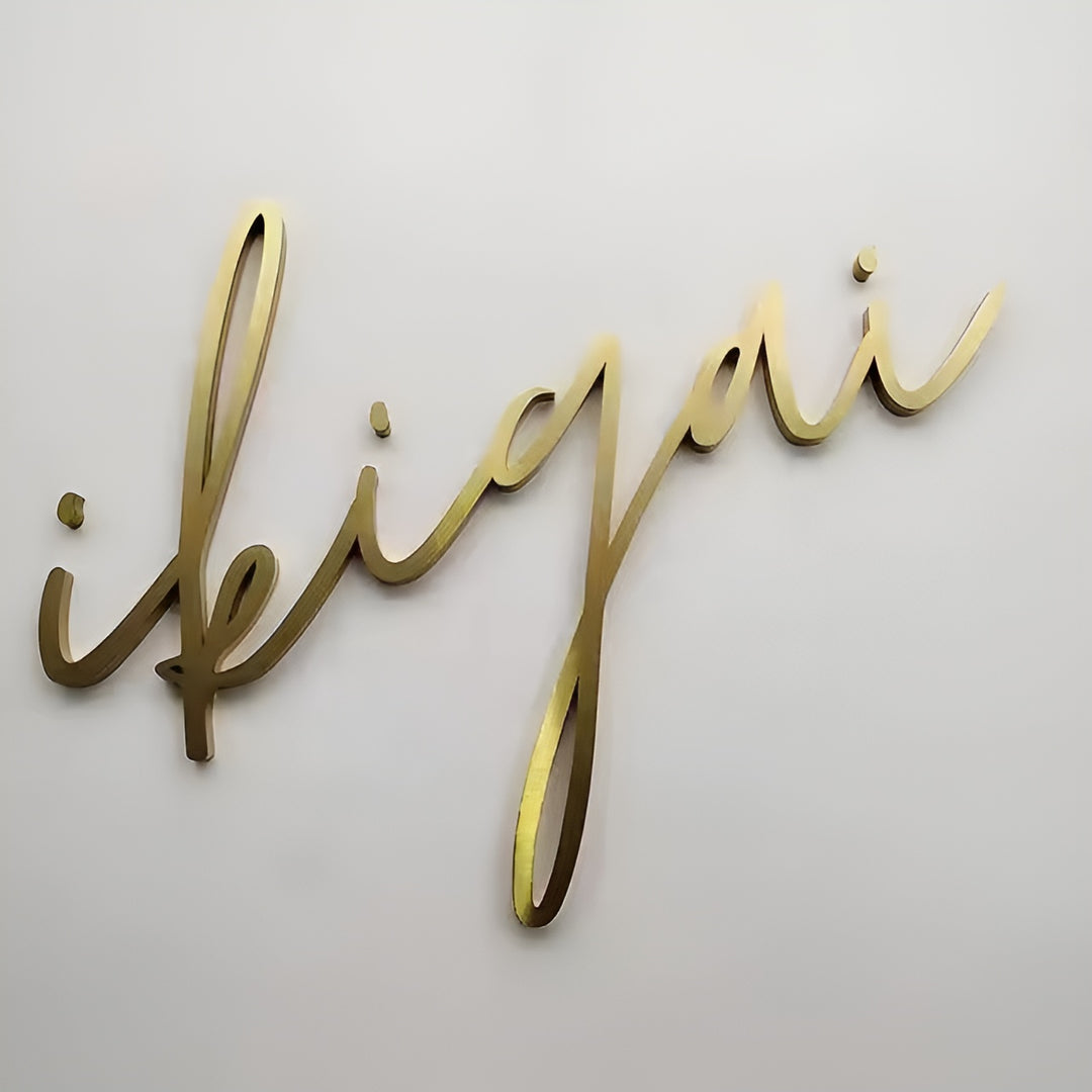 Laser Cut Logo Sign, Brushed Metal Business Letter, Beauty SPA Sign, Office Sign for Wall, Reception Logo,
