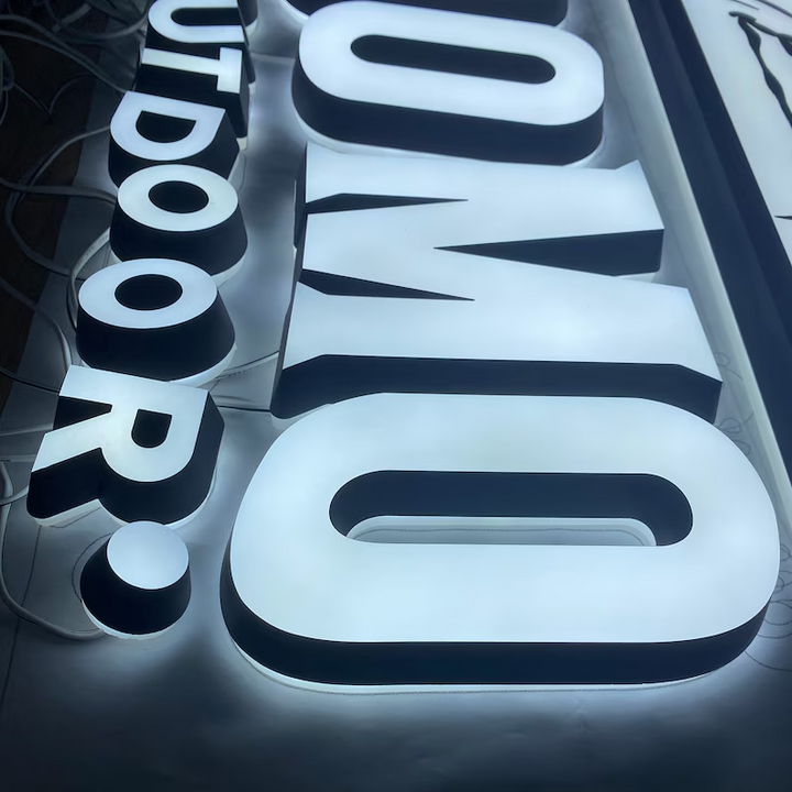 Custom Front and Back Lit Illuminated Letters, Outdoor Business Sign, Backlit Building Sign, Commercial Logo