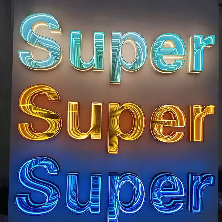 Custom Infinity Mirror 3D Led Sign, LED Track Channel Letters, Infinity Mirror Neon Sign, Business Letter Sign