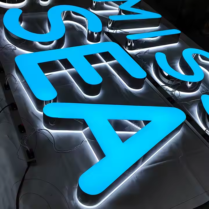 Custom Front and Back Lit Illuminated Letters, Outdoor Business Sign, Backlit Building Sign, Commercial Logo