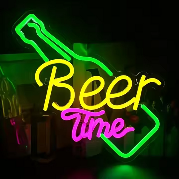 Beer Time Neon Sign Business LED Light for Bar Wall Decor
