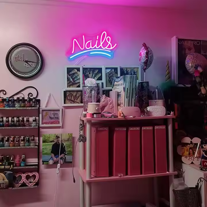 Nails Neon Sign, Nail Spa LED Light Custom, Beauty Shop Led Sign, Salon Wall Decors