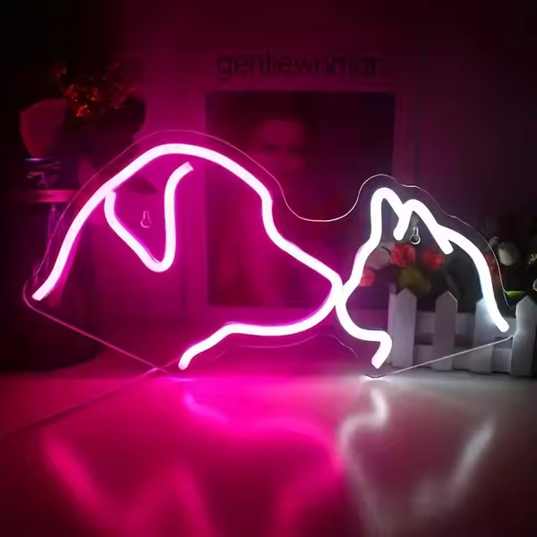 Dog and Cat Neon Sign Cute Puppy Kitty LED Light for Home Decor