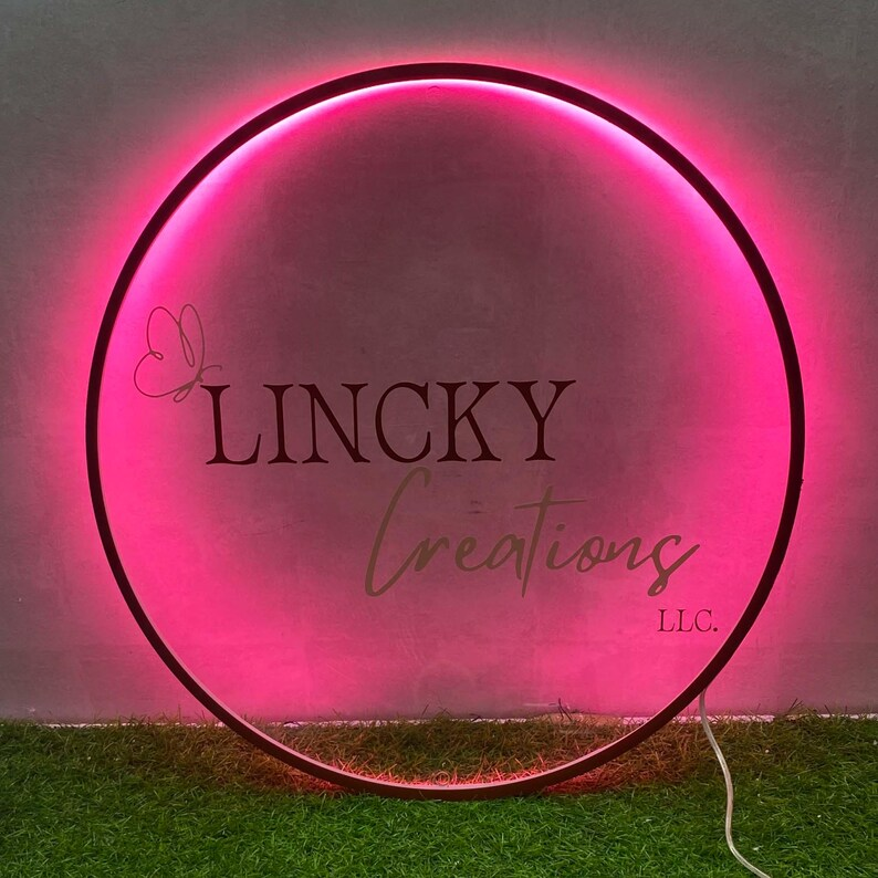 Custom Backlit Acrylic Logo Sign Round Illuminated Design for Reception and Studio Decor