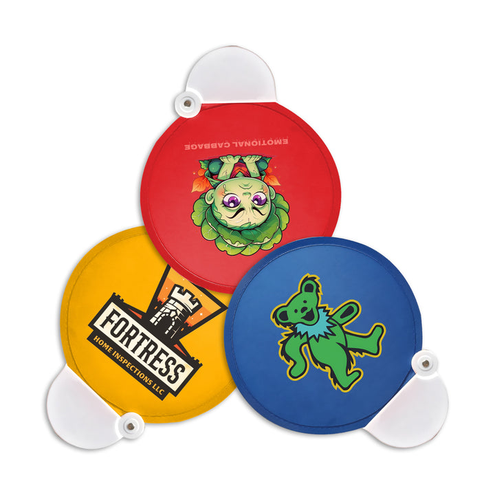 Custom Hand Fan with Case, Round Fold-up Flying Disc Fan