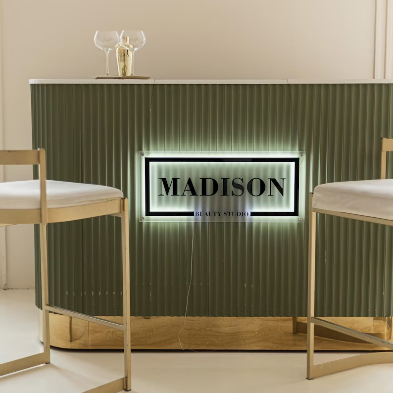 Custom 3D LED Backlit Sign,Custom Beauty Bar Sign,Personalized Wall Acrylic Sign,Custom Shop Signage For Office Decor,Custom LED logo sign