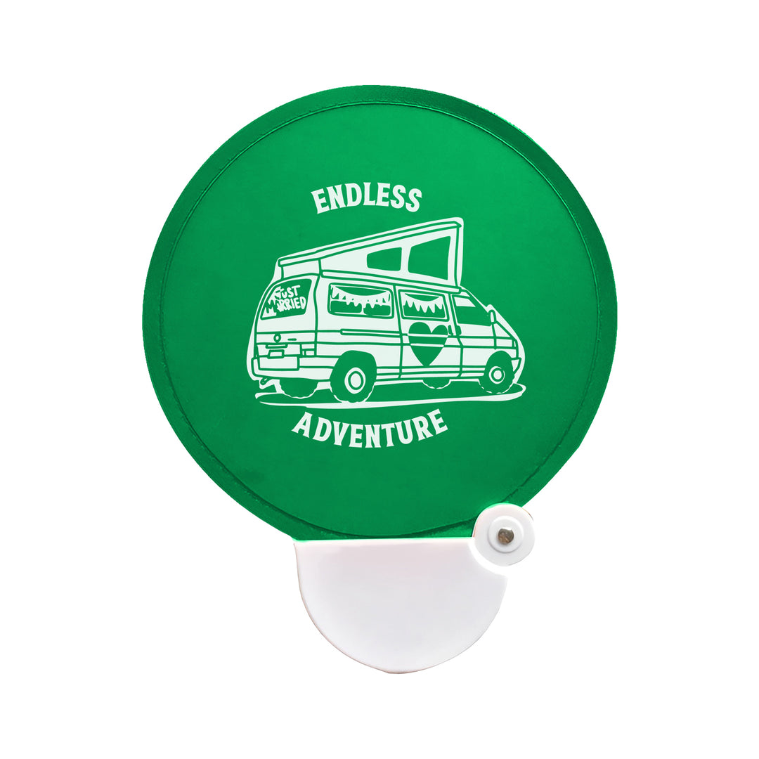 Custom Hand Fan with Case, Round Fold-up Flying Disc Fan