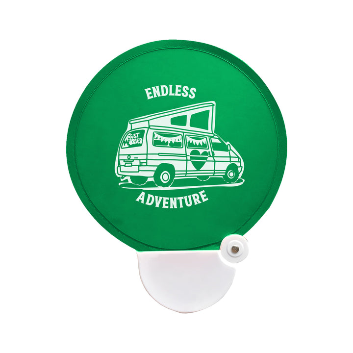 Custom Hand Fan with Case, Round Fold-up Flying Disc Fan