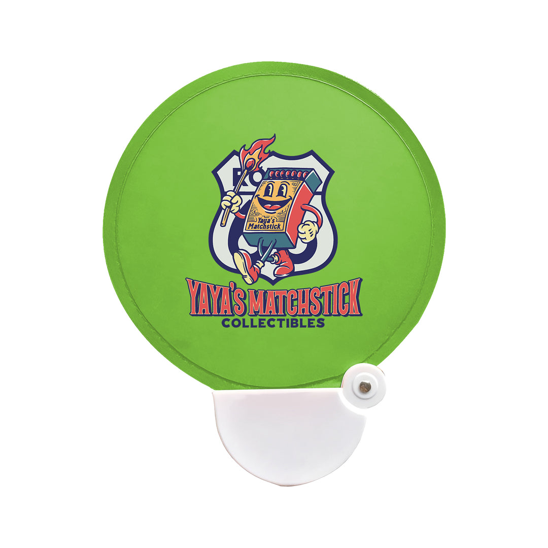 Custom Hand Fan with Case, Round Fold-up Flying Disc Fan