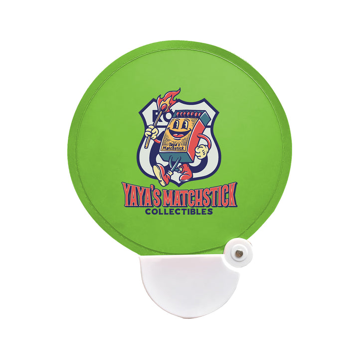 Custom Hand Fan with Case, Round Fold-up Flying Disc Fan