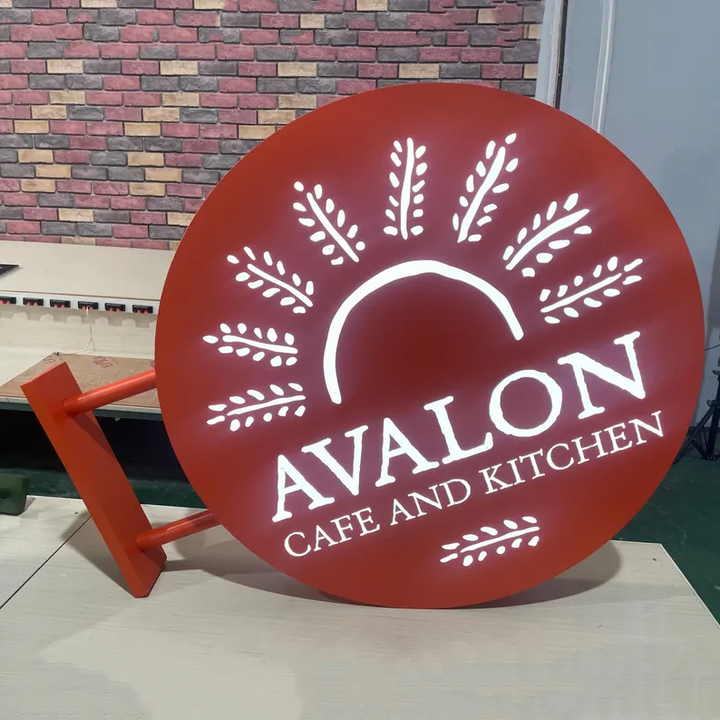 Personalized Double - Two Sided Round Sign - Custom Storefront & Café Sign - Illuminated Light Box Option Available