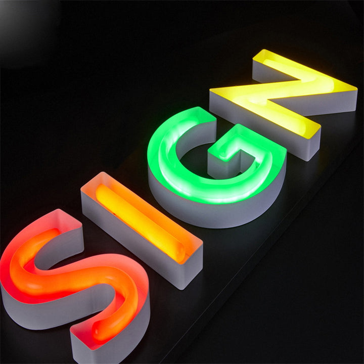 3D Metal Open Face Channel Letter Signs, Custom LED Neon Letters for Wall Decor, Neon Channel Letter Sign