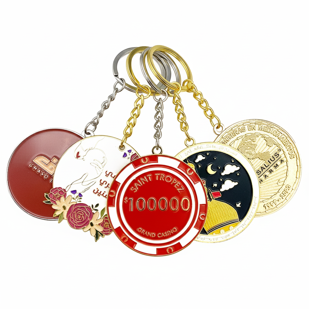 Custom Metal Keychain, Personalized Enamel or Die-Struck Keyring for Business & Events