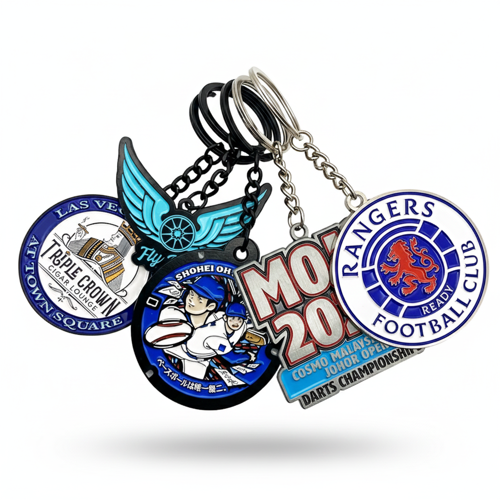 Custom Metal Keychain, Personalized Enamel or Die-Struck Keyring for Business & Events