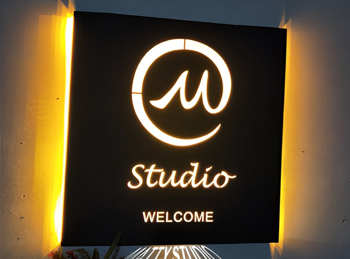 Backlit Laser Cut Metal Signs, Wall Led Light Box, Reception sign, Halo Lit Sign