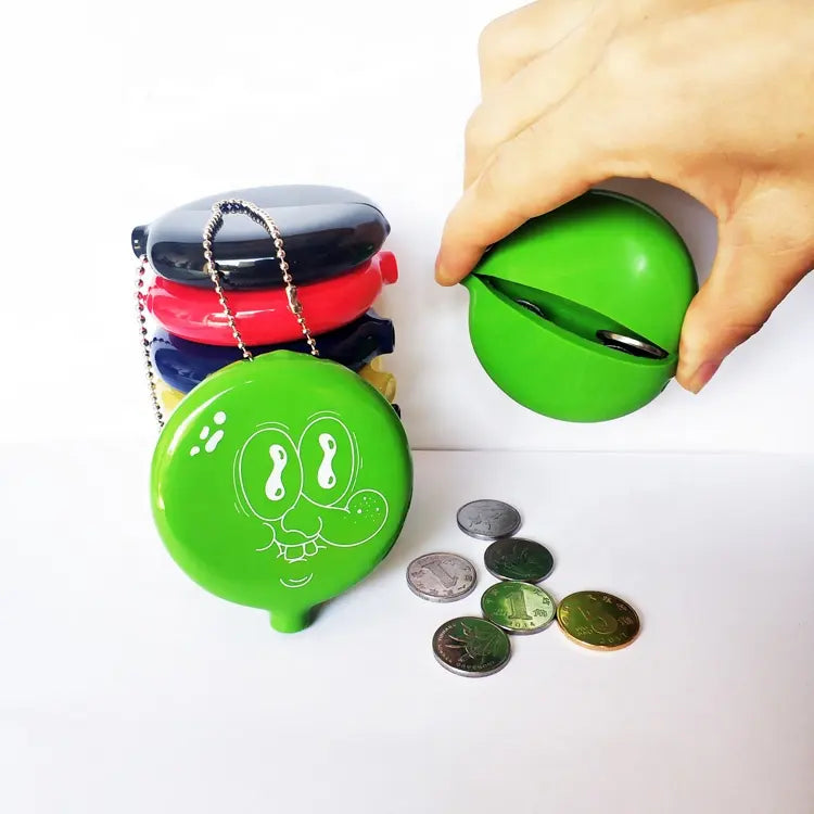 Vintage Rubber Squeeze Change Purse Keychains, Retro Coin Token Money Trinket Holder