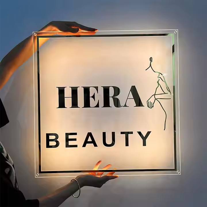Custom 3D Square Business Logo Signage, Acrylic Backlit Signs, Neon Backlit Business Sign, Custom Acrylic Lighted Logo, Salon Backlit Wall Sign