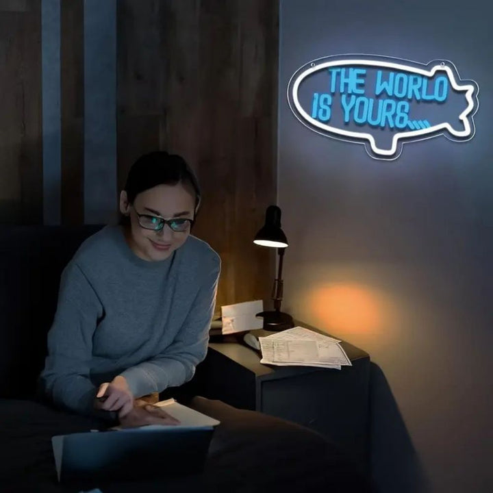 The World Is Yours Neon Sign, Custom Neon Sign, Kids Bedroom Neon Light